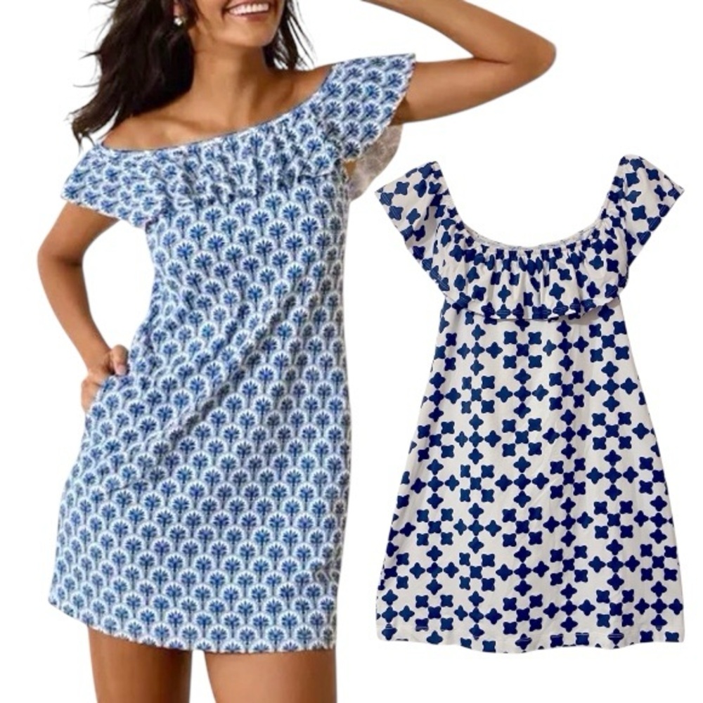 Sailor-Sailor Off-the-Shoulder Marina Mini Dress Dark Blue & White Dress Size S